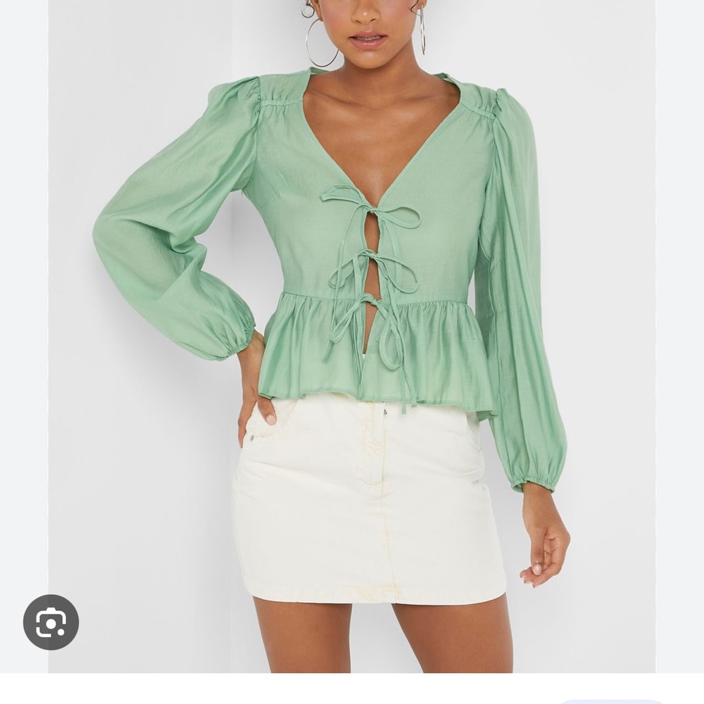 Topshop tie front blouse